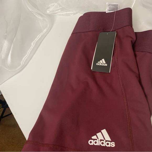 adidas Women s Alphaskin Volleyball 4 Inch Short Tights Team Maroon White L4 - Picture 2 of 6